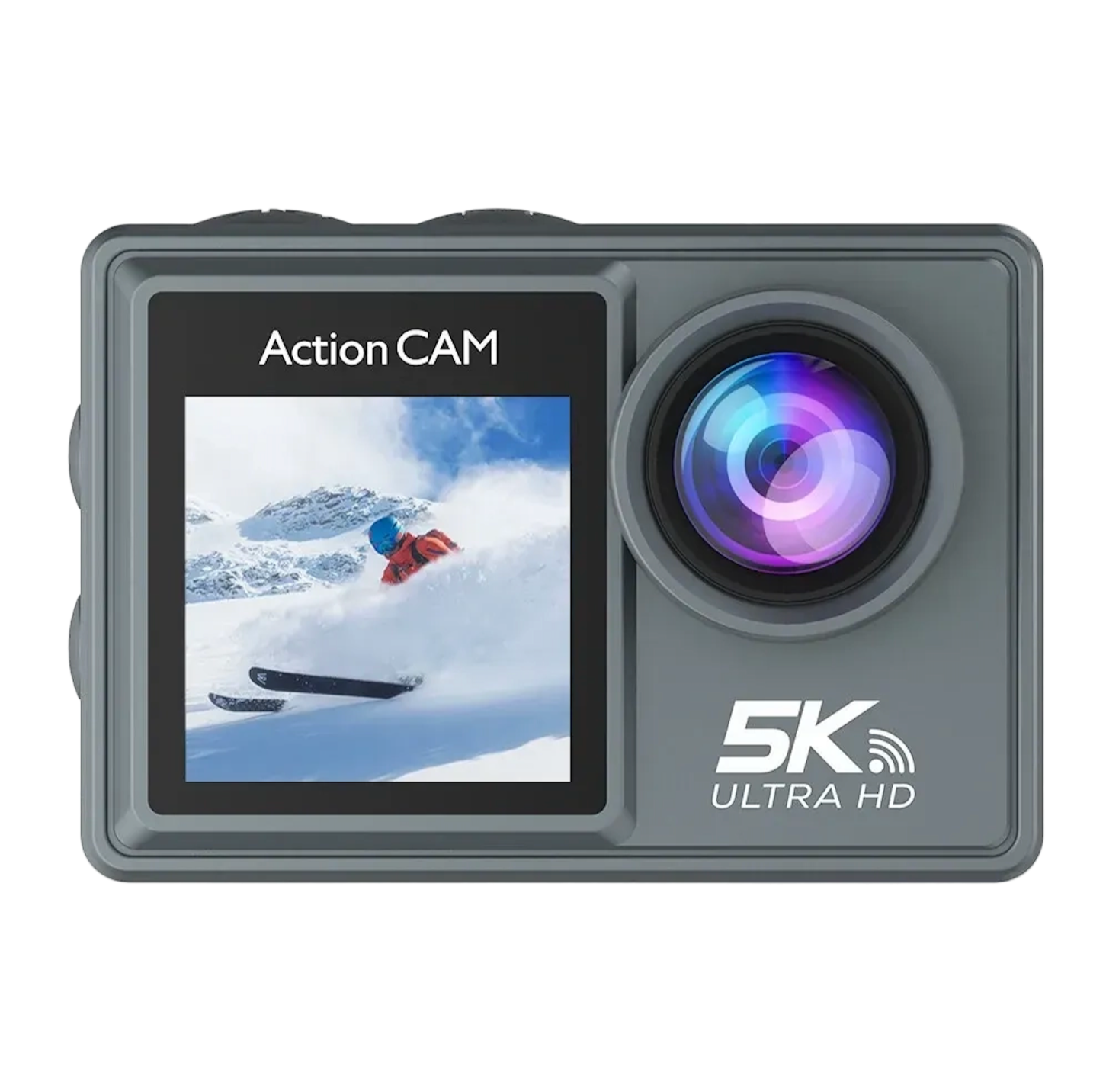 Danxon Action Kamera mit 5K Ultra HD Display auf weißem Hintergrund