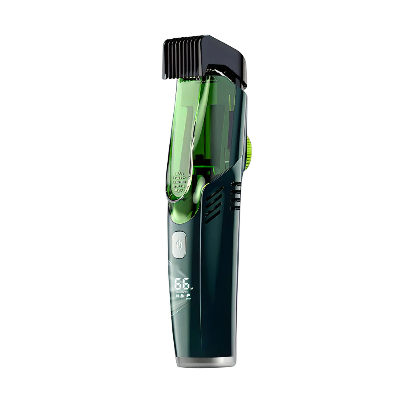 Grüner Danxon Barttrimmer mit Digitaldisplay auf weißem Hintergrund