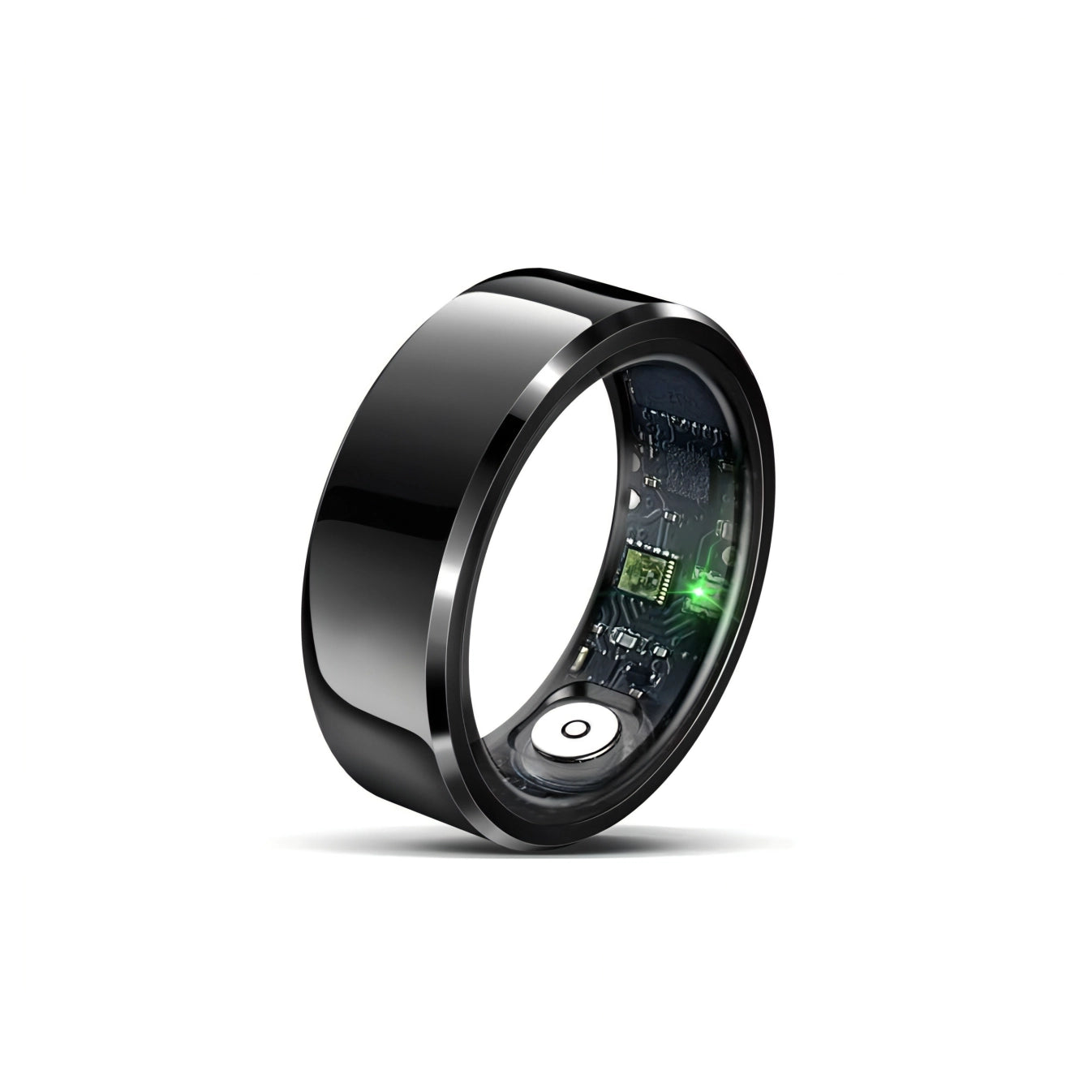 norwiss Smart Ring mit elektronischen Komponenten auf weißem Hintergrund