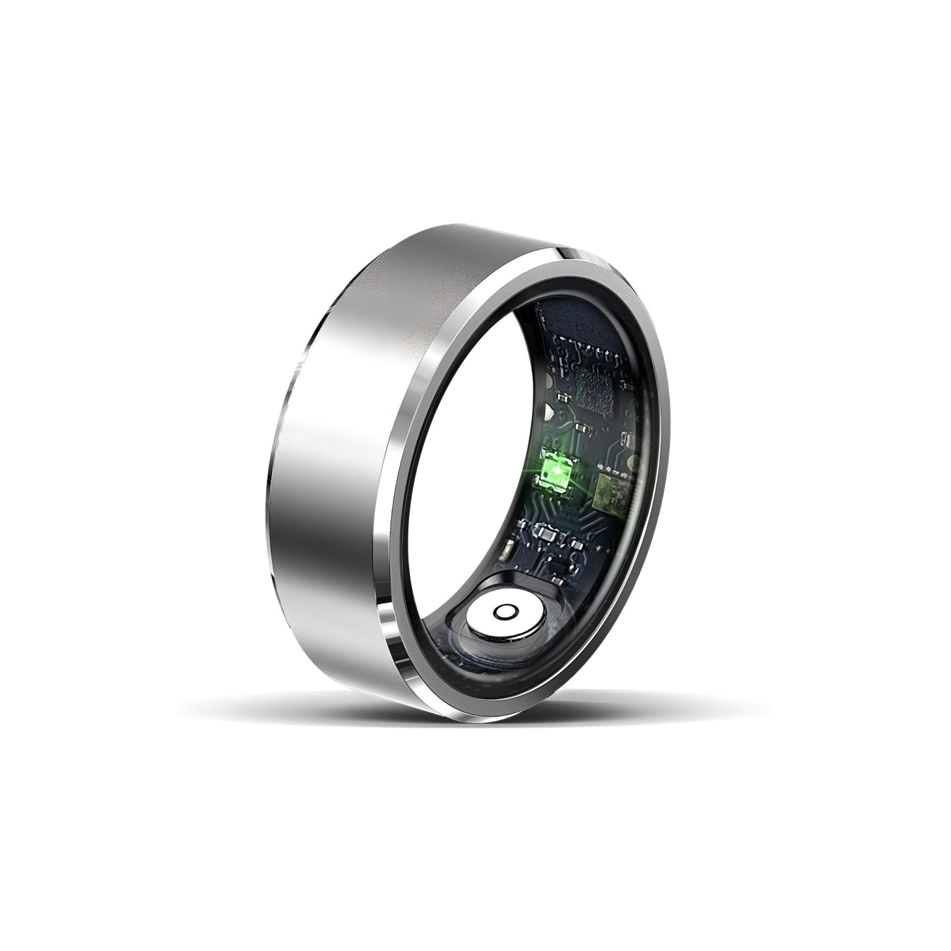 Norwiss Smart Ring Health Ring mit elektronischen Komponenten auf weißem Hintergrund